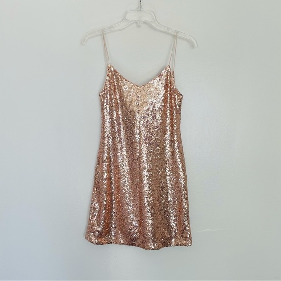 NBD x Revolve Mini Sequin Rose Gold Party Dress Size XS - Picture 4 of 11